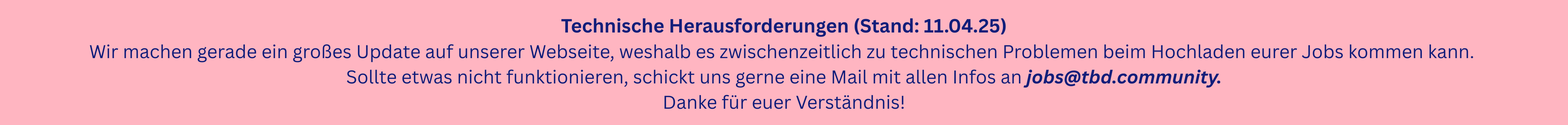 Banner technische Probleme