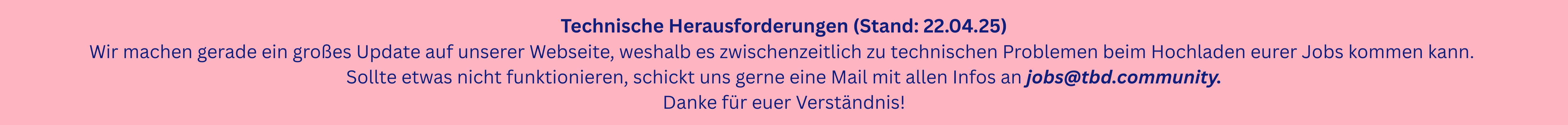 Banner technische Probleme