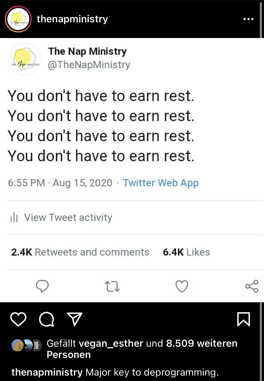you don't have to earn rest
