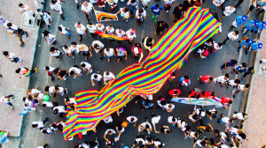 What Is Business Activism And How To Get Started With It A crowd is walking on the street with colourful banners