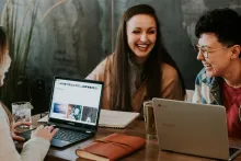 Group of friends with their laptops