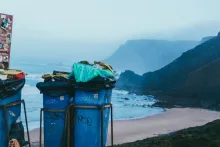 Recycle Bins on a Beach